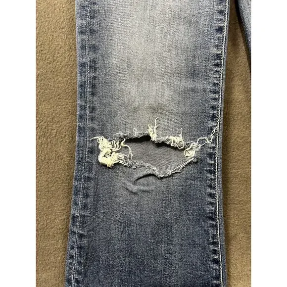 American Eagle Wide Flare Jeans Distressed Stretch Size 00 Women's High Rise - Picture 3 of 10